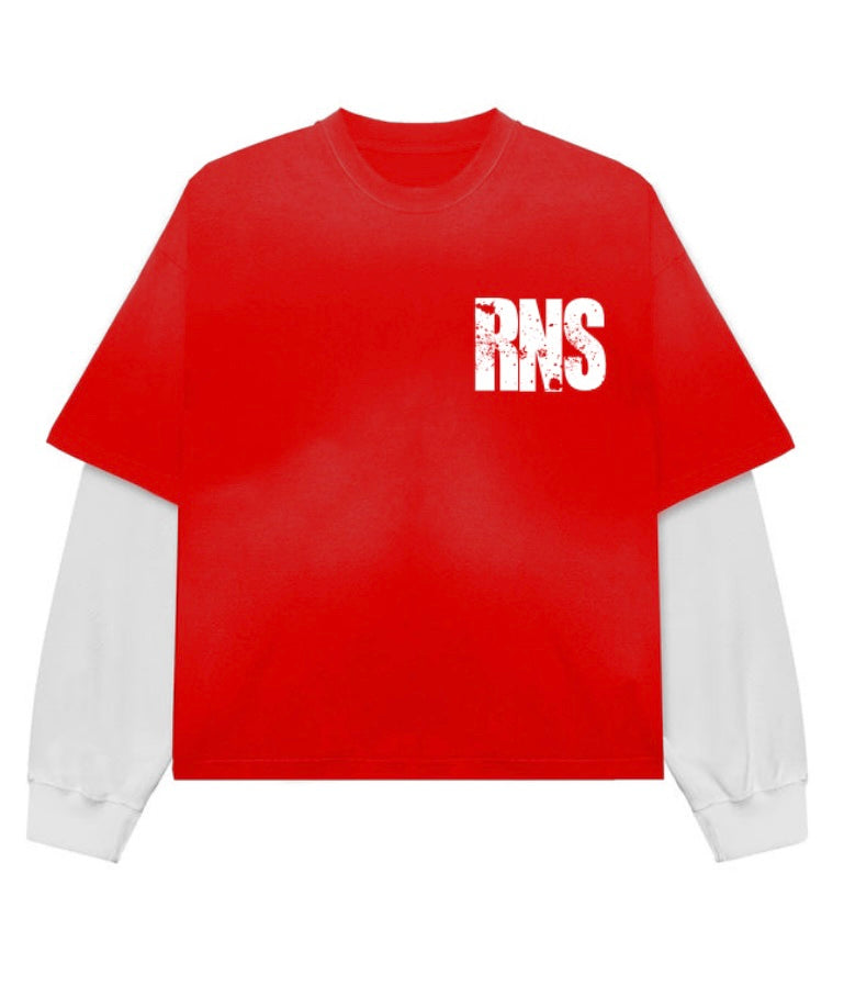 RNS Double Sleeve Acid Wash Shirt (Red)
